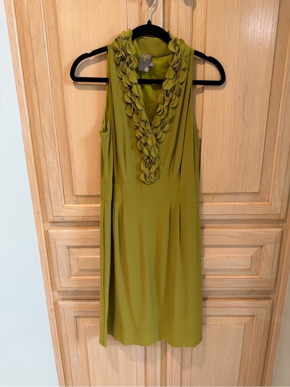 Taylor Olive Green V neck dress